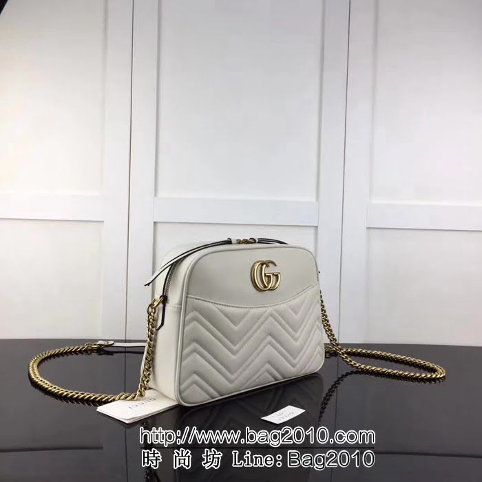 GUCCI古馳原單 新款專櫃品質原單貨實物實拍 443499 .米白鏈條單肩斜挎包 HY1223